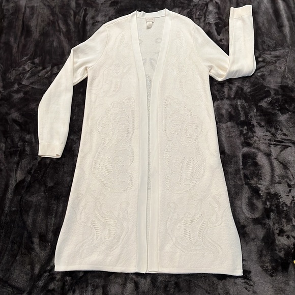 Chico’s Cream Off White Duster-longline Length Cardigan - Picture 3 of 12
